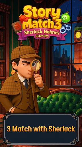 Gameplay screenshot 1 from Sherlock Holmes Mystery Match3 - Puzzle game